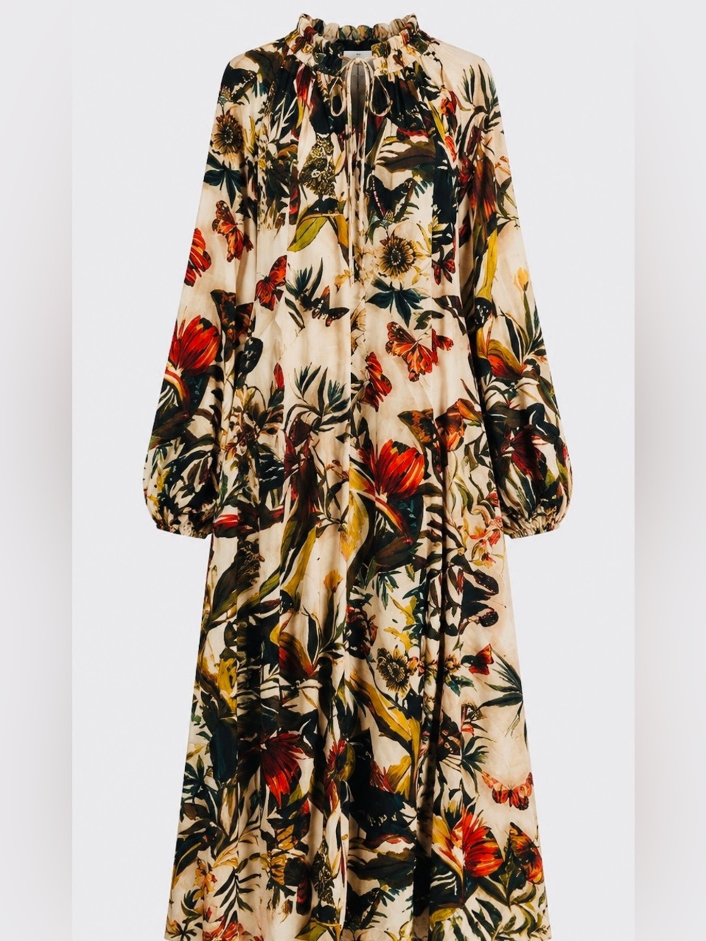 H&M dress featuring a flora and fauna pattern.